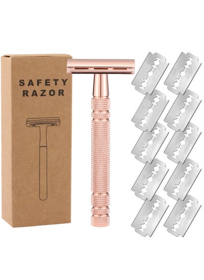 Buy Stainless Steel Double Edge Shaving Razor Rose Gold 13.4 x 4 x 6.5cm in UAE