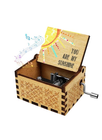 اشتري You are My Sunshine Wood Music Box Laser Engraved Vintage Wooden Hand Crank Giftsfor Wife Daughter Son for Birthday Anniversary Wedding Valentine Mother’s Day في الامارات