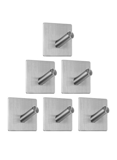 Buy 6 Pcs Stainless Steel Nail Free Wall Hooks in Saudi Arabia