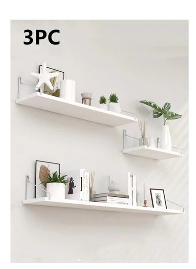 Buy 3-Piece Floating Shelve Set Decorate Storage Shelf White 90x15cm And 60x15cm And 30x15cm in UAE