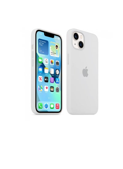 اشتري Zobitek iPhone 13 Soft Liquid Silicone Case, Shockproof Full Rubber Protective Cover with Raised Camera Edges with Matte Finish and Soft Microfiber Lining (iPhone 13, White) في مصر