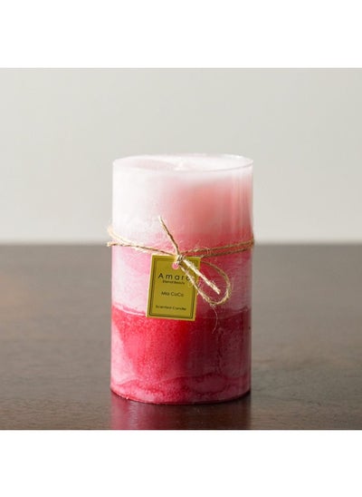 Buy Amara Pillar Candle Pillar Candles Decorative Candles Birthday Candles SPA Candles Party Candles Long Burning Hours Multi Pink 9X15Cm 820G in UAE