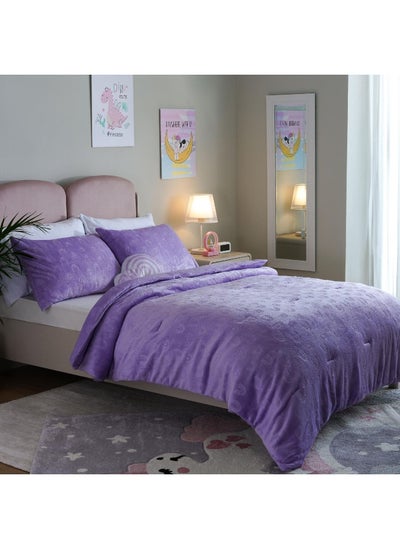 اشتري Rainbow 4-Piece Comforter Set With Toy160X220Cm - Purple في الامارات