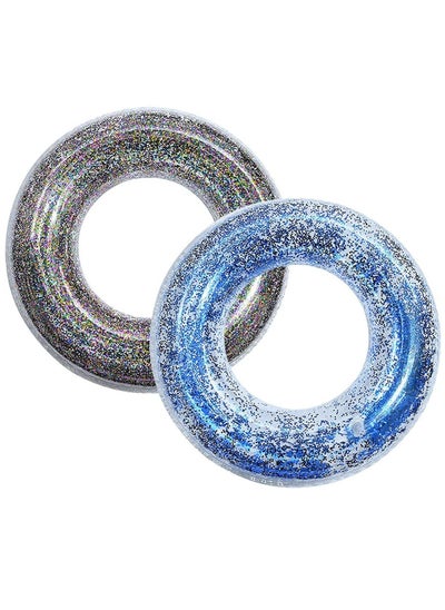 Buy Inflatable Pool Float Tube, 31" Inflatable Swimming Ring with Colorful Sparkling Glitters for The Beach Outdoor Party Supplies 2 Pack in UAE