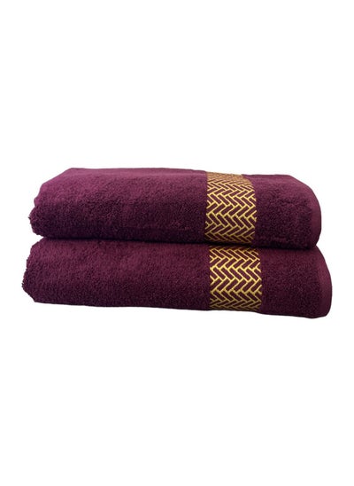 Buy 02 Piece Bath Towel Set - 500 GSM 100% Cotton Terry - 02 Beach Towels - Quick Dry - Super Absorbent 70 x 140 cm in Saudi Arabia