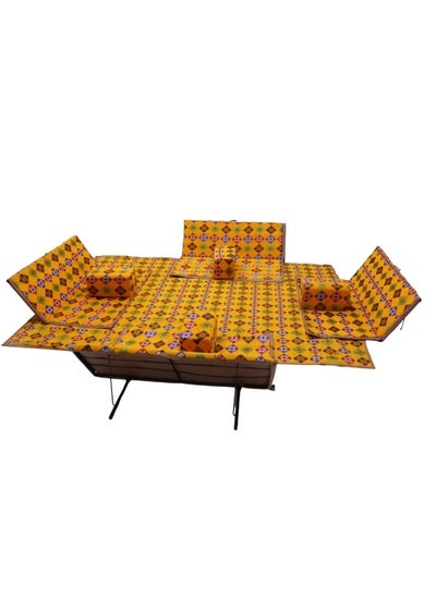 Buy A heritage floor seating set consisting of 9 pieces, suitable for travel, land trips, and the garden. A camping ground mattress set with four perches and 4 chairs, enough for 8 people. in Saudi Arabia