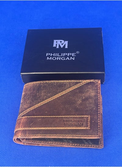 Buy Premium Genuine Leather Single Fold Wallet With Business Card Holder In Vintage Brown in UAE