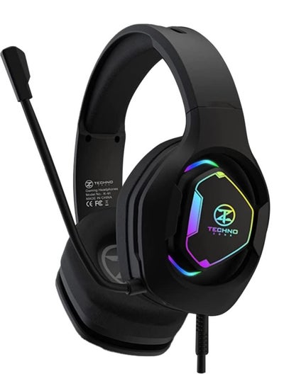 اشتري سماعات رأس للألعاب تكنو زون K61 3.5 ملم 1 جاك مع ميكروفون إضاءة USB في مصر