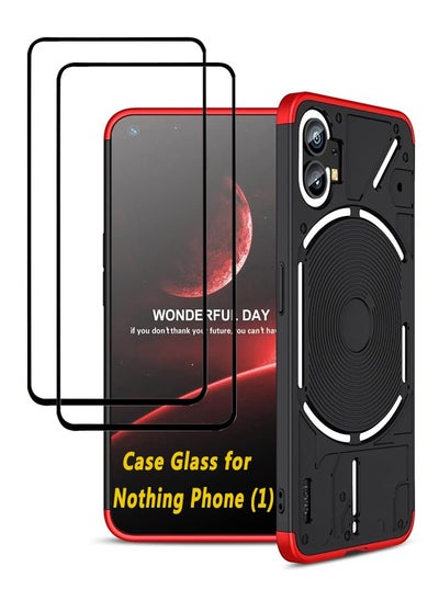 Buy [1+2] Case for Nothing Phone 1 Case ,with 2pcs Tempered Glass Screen Protector，Three-stage splicing 360° full body protection Shockproof Bumper Protective Phone Cover in UAE