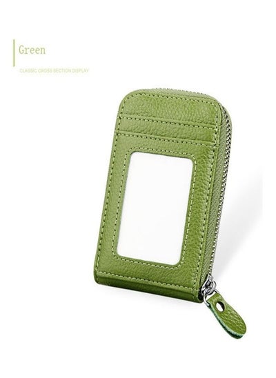 Buy Mirror Detail Zip Around Card Holder Green in UAE