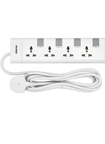 اشتري 13A 3-Way Power Extension Socket: Extra Long Cord, Child Safe, Over Current Protection (White) في الامارات