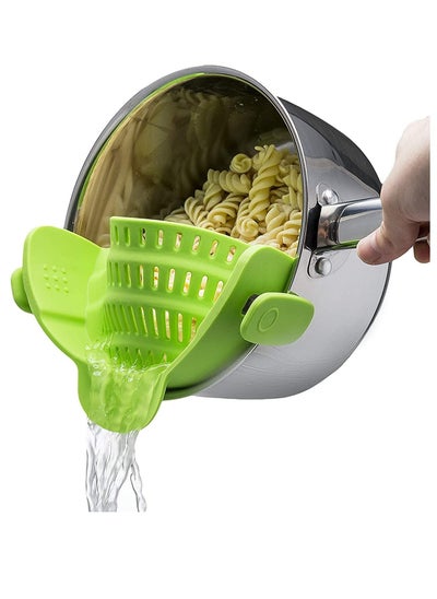 Buy Snap N Strain Strainer, Clip On Silicone Colander, Fits all Pots and Bowls - Lime Green in UAE