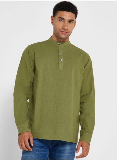 Buy Grandad Collar Linen Shirt in UAE