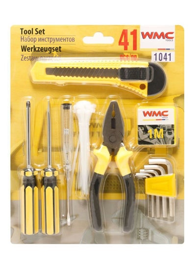 Buy WMC TOOLS 41 pcs Tool Kit Screwdriver Pliers, Combination Tools, Screwdriver, Allen Key, Knife, Tape Measure in UAE