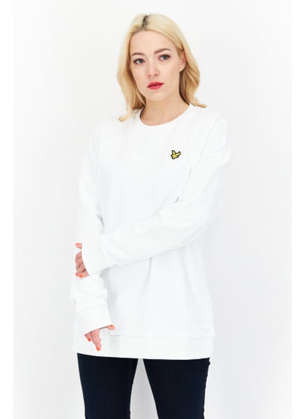 اشتري Women Crew Neck Embroidered Logo Sweatshirt, White في الامارات