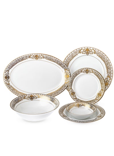 Buy Dinner set 26 pieces 6 people porcelain golden engraving in Saudi Arabia