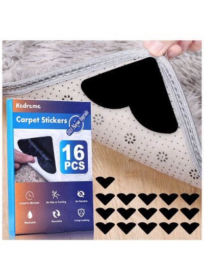 Buy 16 Pack Rug Gripper Carpet Fixed Stickers, Non Slip Waterproof Under Rug Pads Tape, Rug Stickers for Wood Floor,Carpet Tape Stickers for Area Rugs(Black-8*8cm) in Saudi Arabia