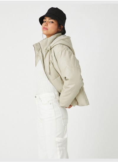 اشتري Puffer Coat Hooded Zipper Detail في الامارات