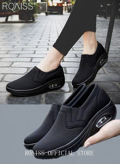 اشتري Air Cushion Shoes for Women Mesh Slip On Sneakers Fashion Tennis Breathable Walking Gym Shoes Loafers Women Air Dancing Shoes في السعودية