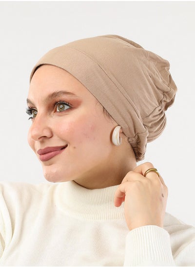 اشتري Cotton Elastic Bonnet Dark Beige For Women في مصر