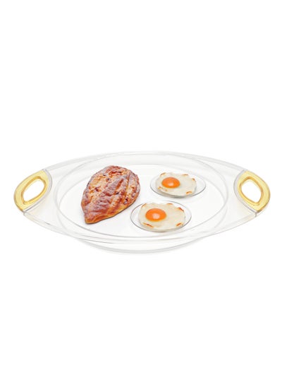 Buy Acrylic Tray, Clear Tray, Acrylic Serving Tray with Handles for Ottoman, Coffee, Appetizer, Breakfast (Clear) in UAE