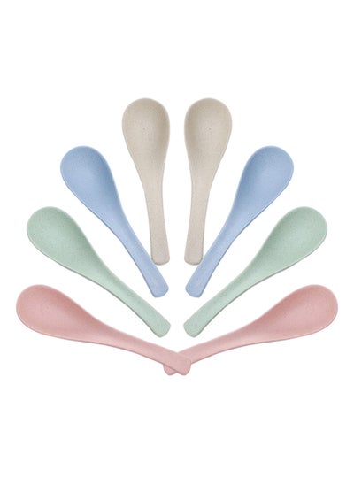 Buy 8 Pieces Wheat Straw Spoon Dinner Spoons, Lnrkai Portable Cereal Soup Spoon Reusable Multicolor Lightweight Durable Spoon Dishwasher & Microwave Safe in Egypt