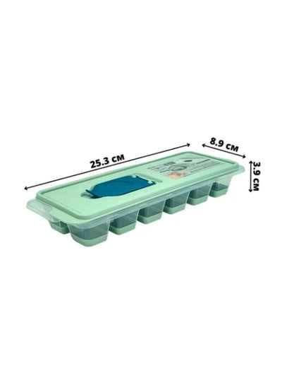 Buy Dunia Green Rectangular Classic Ice Cube Container with Lid - Convenient Filling - BPA-Free in Egypt