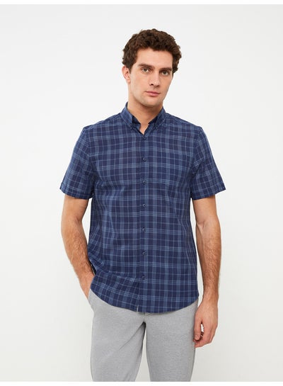 Buy Regular Fit Short Sleeve Plaid Poplin Men's Shirt in Egypt