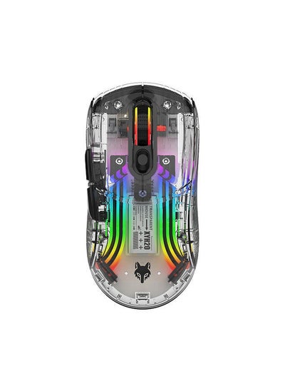 Buy Mouse BT5.0 2.4G Wireless mouse 3-mode 2.4G Wireless USB Wired Transparent RGB Mechanical Gaming Mouse for PC Computer Notebook with USB Receiver Rechargeable Slience on 2400DPI Adjustable Level in UAE