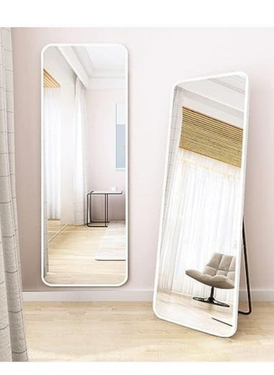 Buy Full Length Mirror 155x45cm Arched Aluminum alloy Large Standing Dressing Mirror Hanging Leaning Against Wall Mounted Mirror with Stand for Bedroom Locker Room Living Room (white) in UAE