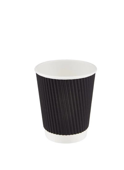 Buy Paper cups 8 ounces, double black corrugated, 25 cups in Saudi Arabia