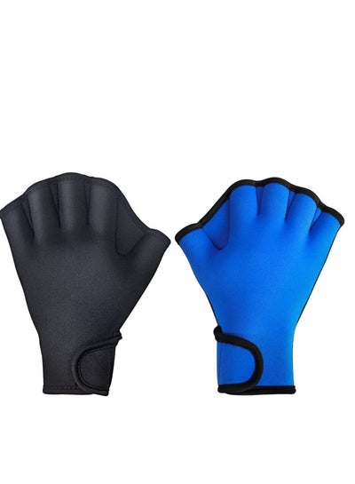 Buy 2 Pairs Aquatic Gloves for Helping Upper Body Resistance, Webbed Swim Well Stitching, No Fading, Sizes Men Women Adult Children Fitness Water Resistance Training in Saudi Arabia