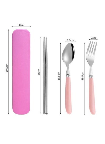 Buy Stainless Steel Cutlery Set Pink in UAE