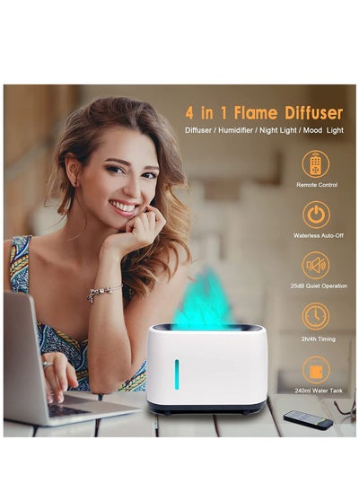 اشتري Essential Oil Aroma Therapy Flame Diffuser Humidifier 7 Colors With Waterless Auto-Off Protection For Home,Office,Bedroom في السعودية