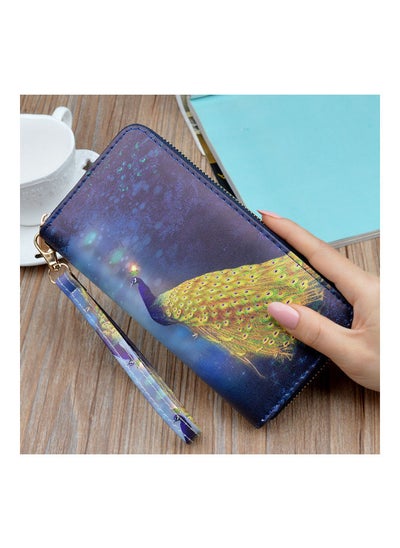 Buy Zip Around Printed Wallet Blue in UAE