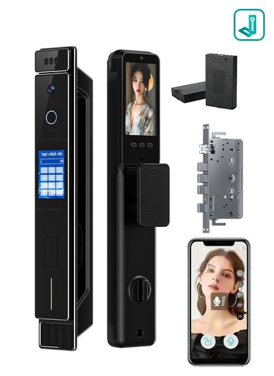 Buy Smart Door Lock with Dual Screens (3.5'' Touch + 4.5'' Display), Dual Cameras, CNC Carved, Dual 4200mAh Batteries, 6068 Stainless Steel Lock Body, Jlink App, and Active Intercom Function in UAE