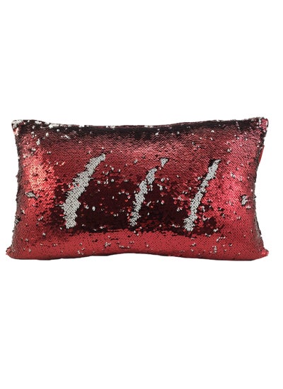 Buy Red & Silver Color Polyester Cushion with Filler for Sofa, Bed, Living Room - CS 085 sofa cushion with insert 30x50cm in UAE