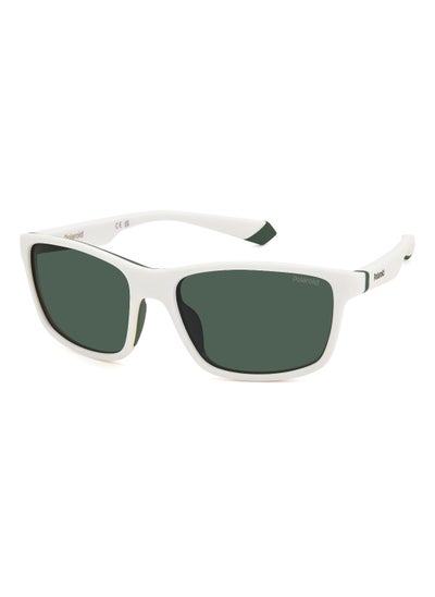 Buy Men's Polarized Rectangular Shape  Sunglasses PLD 2153/S GREEN 42 - Lens Size: 42.3 Mm - Matt White in Saudi Arabia