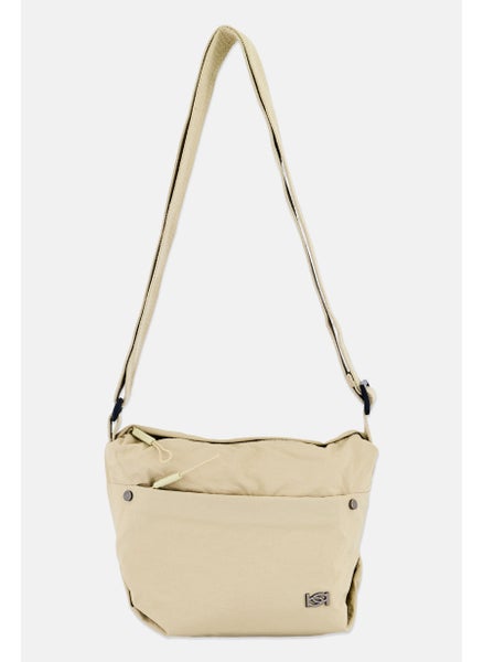 اشتري Women Brand Logo Shoulder Bag H 20 x 30 L x 14 W cm, Beige في الامارات