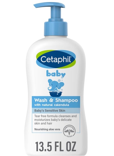 Buy Cetaphil Baby Wash & Shampoo with natural Calendula,Tear Free,Paraben free, with Nourishing aloe vera ,13.5 Fl.Oz(399 mL) in UAE