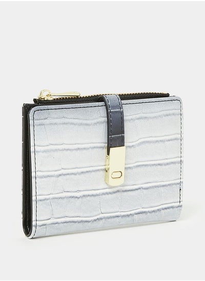 اشتري Croc Textured Colorblock Bi-Fold Wallet with Zip and Flap Closure في السعودية