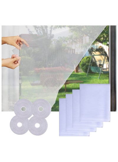 اشتري 4 Packs Fly Screen Nets for Window DIY Self-Adhesive Mesh with Rolls White Tapes Washable and Reusable Block Mosquitoes Flies Bugs Enter 1.3M x 1.5M في الامارات