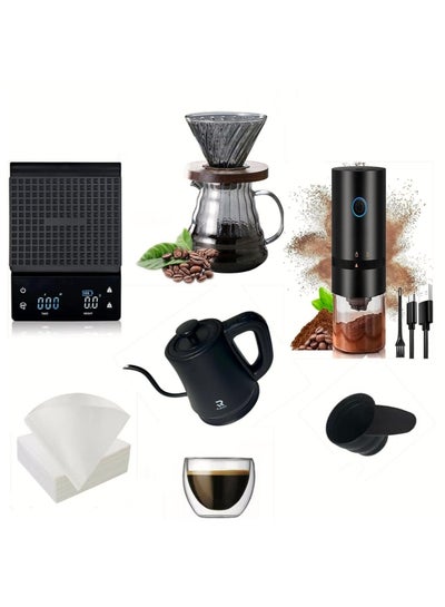 Buy V60 Set 7 Piece Coffee Drip Set With Smart electric kettle for temperature control in Saudi Arabia