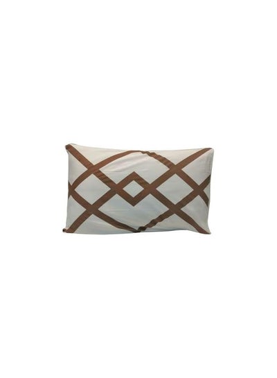 Buy 2 Piece Cotton White/Brown Print Pillow Covers 50X74Cm in Saudi Arabia
