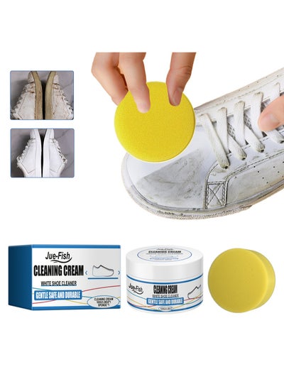 Buy White Shoe Cleaner, Gentle Deep Cleaning Brighten Polish and Smooth Leather Shoes and Boots, Sneaker Cleaner, White Shoes Cleaning Cream 100g in Saudi Arabia