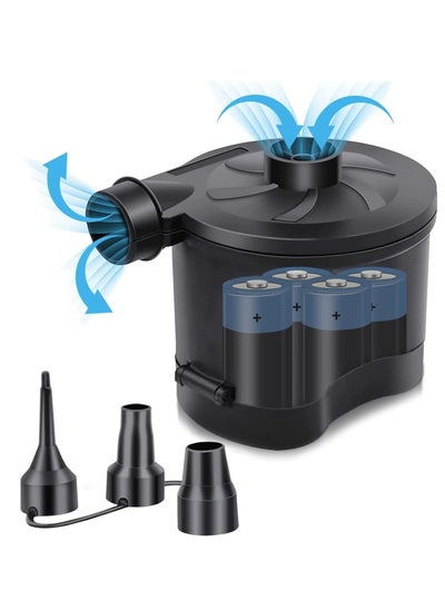 اشتري Electric Air Pump Powered for Inflatables  Inflator Deflator with 3 Sizes Nozzles for Airbed Mattress Swimming Pool(4D Battery Not Included) في الامارات