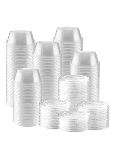 Buy Plastic Clear 2 Ounce Sauce Cups Container With Snap On Leak Proof Lid Of 100 Pieces in UAE