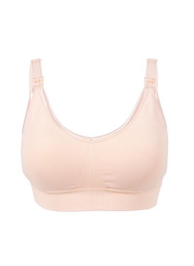 اشتري Full Cup Maternity & Nursing Bra - Non Wired Removable Breathable Pads-Easy One Hand Opening Buckles (S, Beige) في الامارات