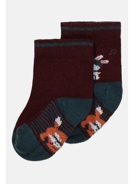 اشتري Toddlers Boy 1 Pair Printed Socks, Maroon Combo في الامارات