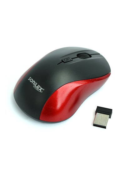Buy Wireless Mouse with usb Mini Receiver/Mouse with Optical Tracking, Longer Month Battery Life, Ambidextrous Pc / Mac / Laptop – Black & Red in UAE